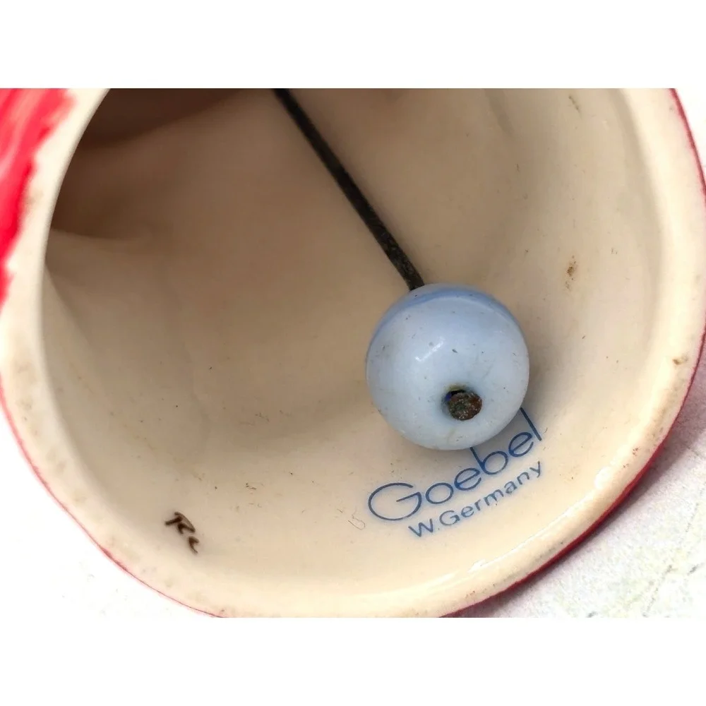 Goebel Annual Angel‎ Bell Ornament 1984 Drum Red West Germany Vintage Porcelain